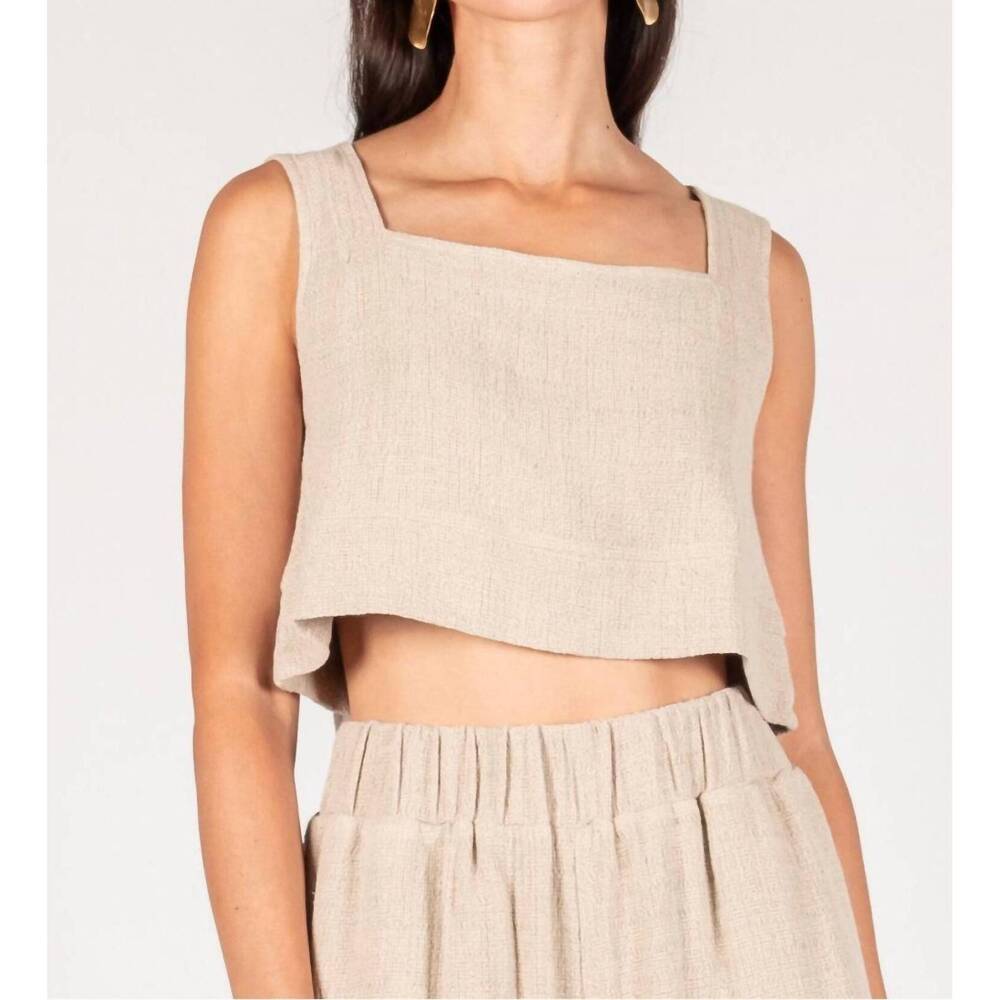 NEW P.CILL linen crop top in stone